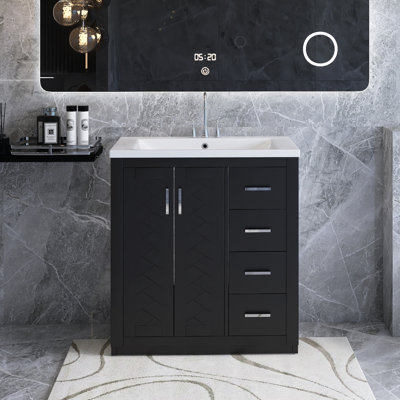 Ensemble de meuble-lavabo simple 30 po avec plateau en céramique Tabethia