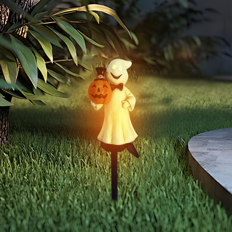 Solar Stake Garden Ghost For Halloween Decorations Outdoor Watertight Lights Stake Of Halloween Patio Tomb Vibes Decoration Floor Insert