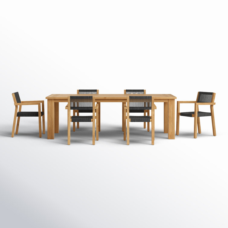 Morones Rectangular Reclaimed Teak 6 Person Indoor Outdoor Dining Set