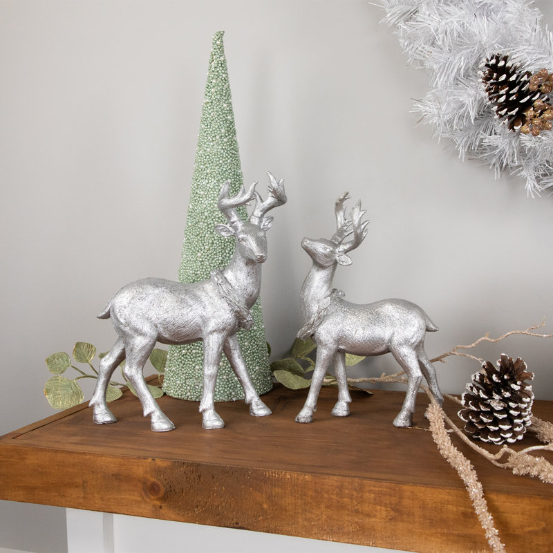 Figurine de renne de Noël en argent 11,5 "Elegant