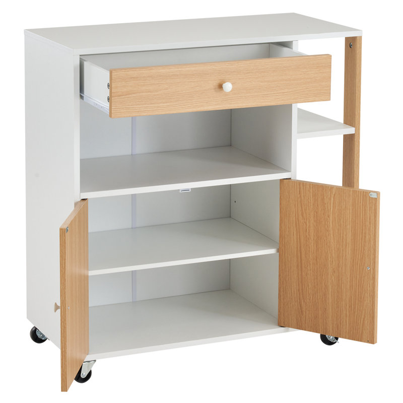 Masera Wood Kitchen Cart, White/Oak