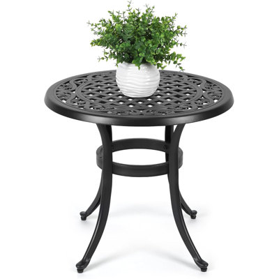 Cast Aluminium Bistro Table, Umbrella Hole, Outdoor Patio Garden