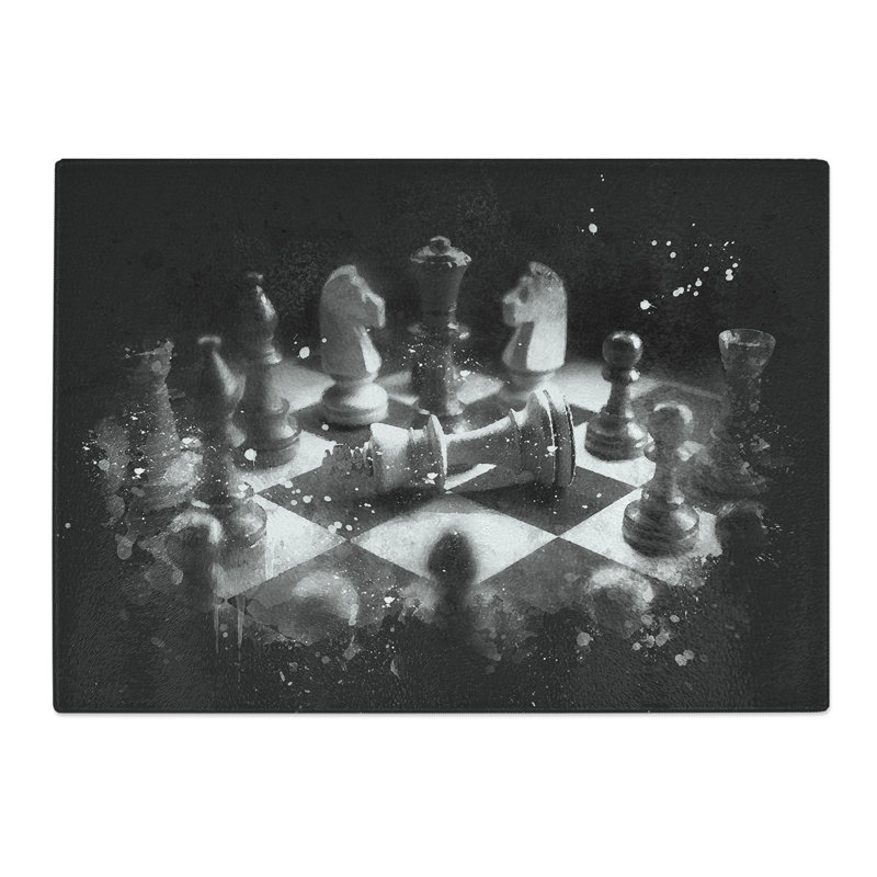 Tempered Glass Chess Checkmate Chopping Board, 28.5 cm x 39 cm