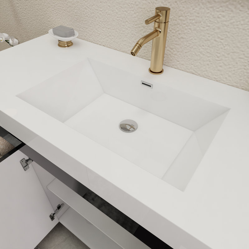 48'' Single Bathroom Vanity with Acrylic Top, Glossy Black