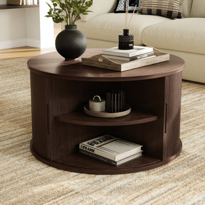 Table basse ronde avec grand rangement Leathia