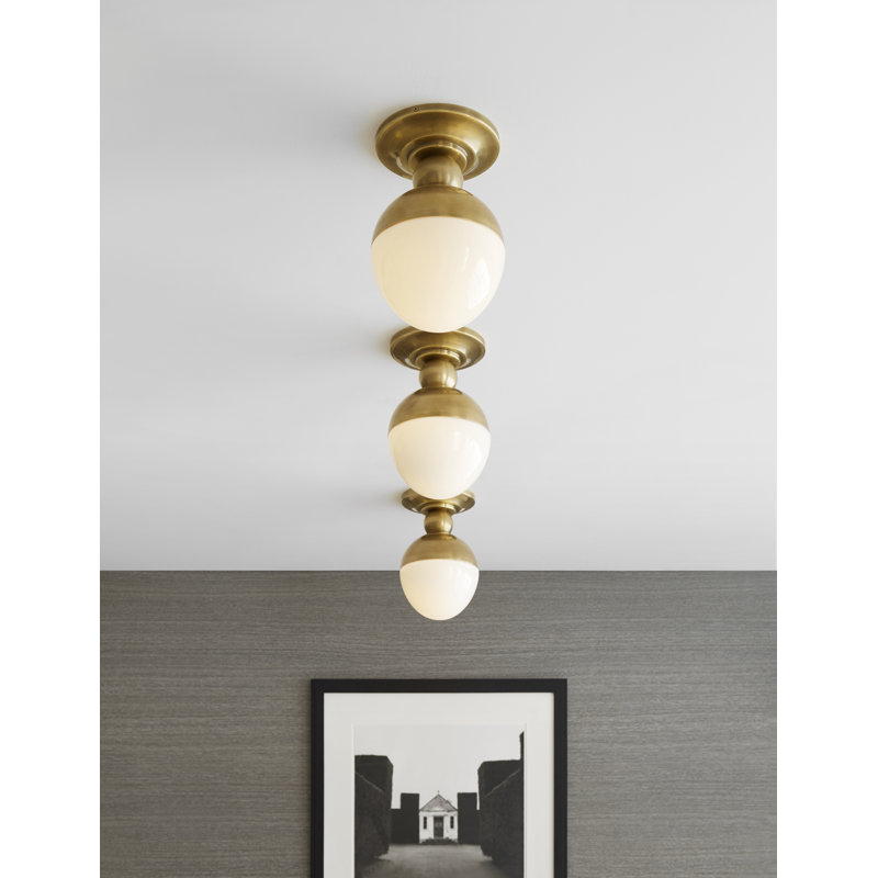 Thomas O'Brien Clark Flush Mount, Hand-Rubbed Antique Brass