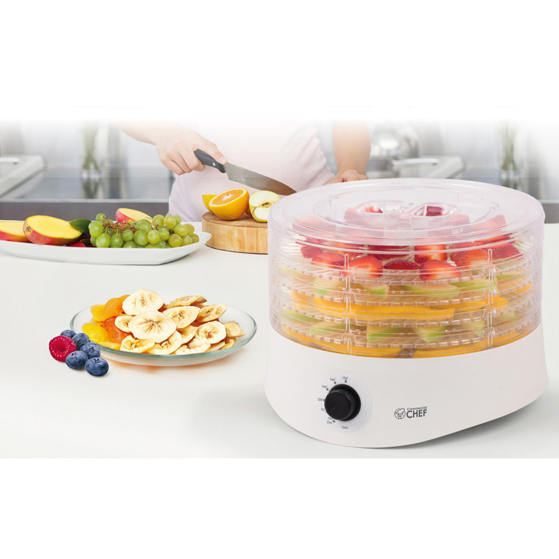 White Adjustable Thermostat Food Dehydrator with 5 Trays
