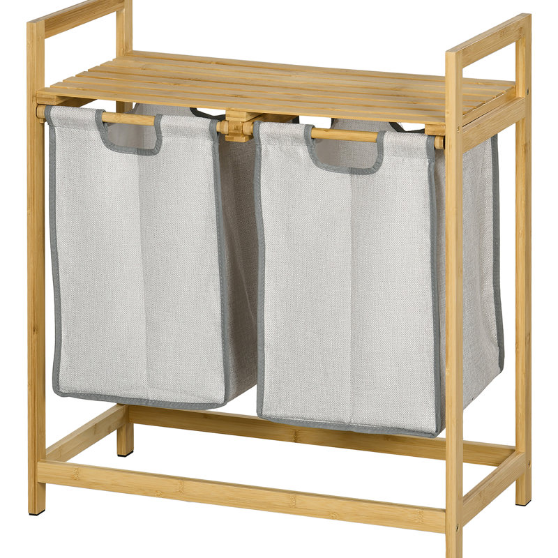 Le trieur de linge à 2 sections avec 2 x 10,7 gallons, permet de garder organisé le cadre du panier à linge double, chaque gallon, améliore l'apparence