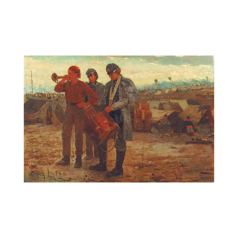 Sounding Reveille, 1865 by Winslow Homer - Wrapped Canvas Gallery-Wrapped Canvas Giclée, 66.04 cm H x 45.72 cm W x 1.91 cm D