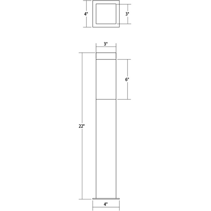 LED Bollard Light, 22" H x 3" W x 3" D, Textured Bronze