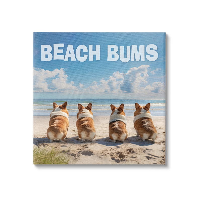 "Beach Bums Corgis" par Jim Baldwin sur toile, H 30 po x l 30 po