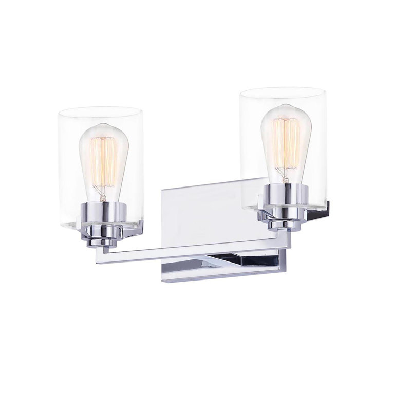 Éclairage pour meuble-lavabo à 2 lumières à intensité variable Bouie, Verre transparent / chrome poli