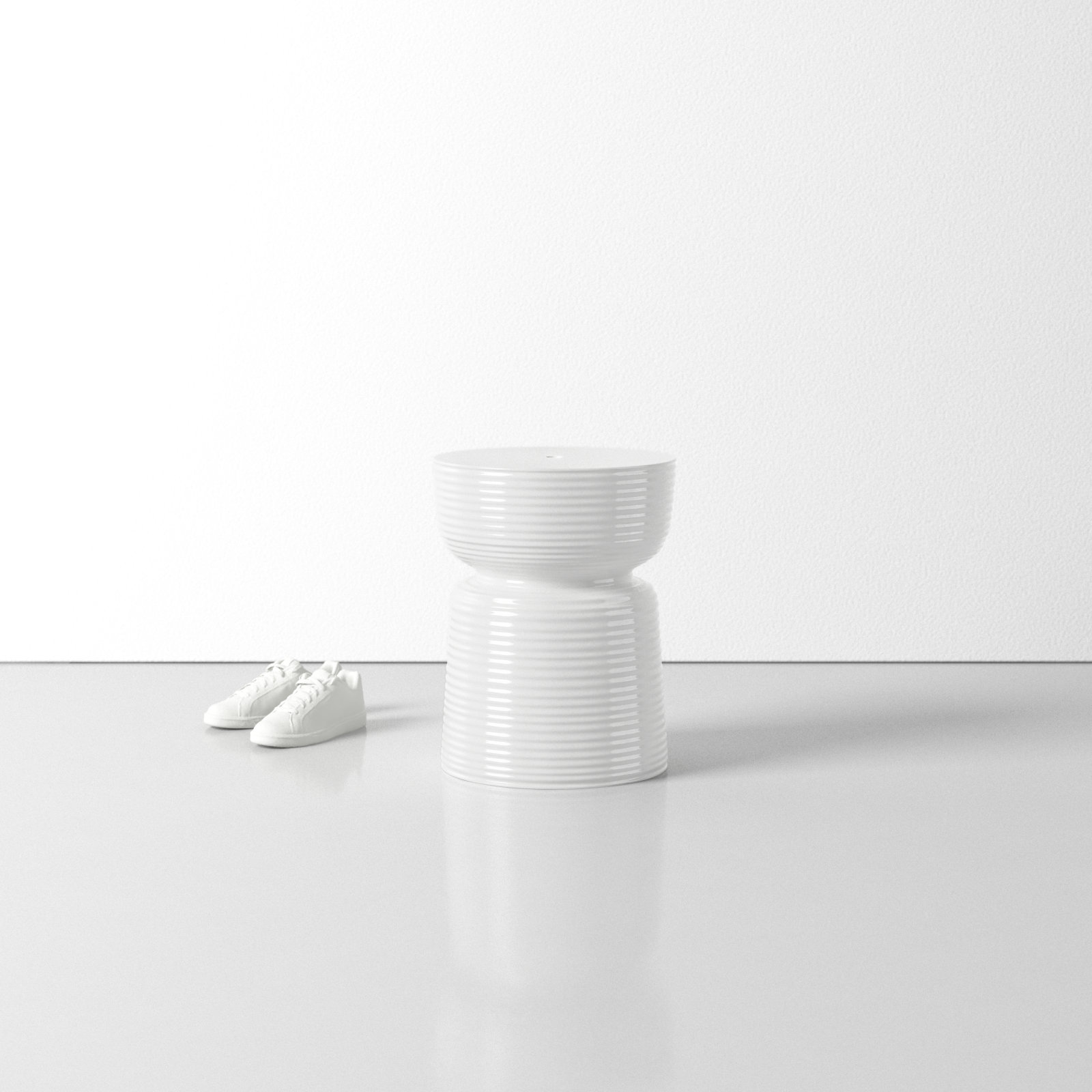 Biali Ceramic Accent Stool, White