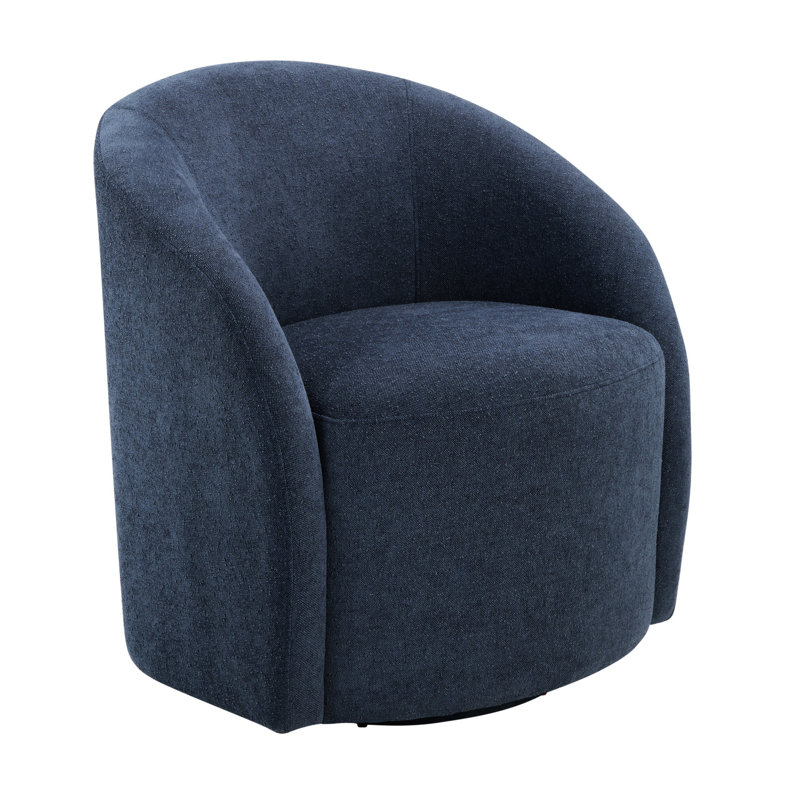 Fauteuil pivotant bleu à 360 degrés, tissu luxueux, fabrication moderne en bois massif à dossier en contreplaqué, confortable