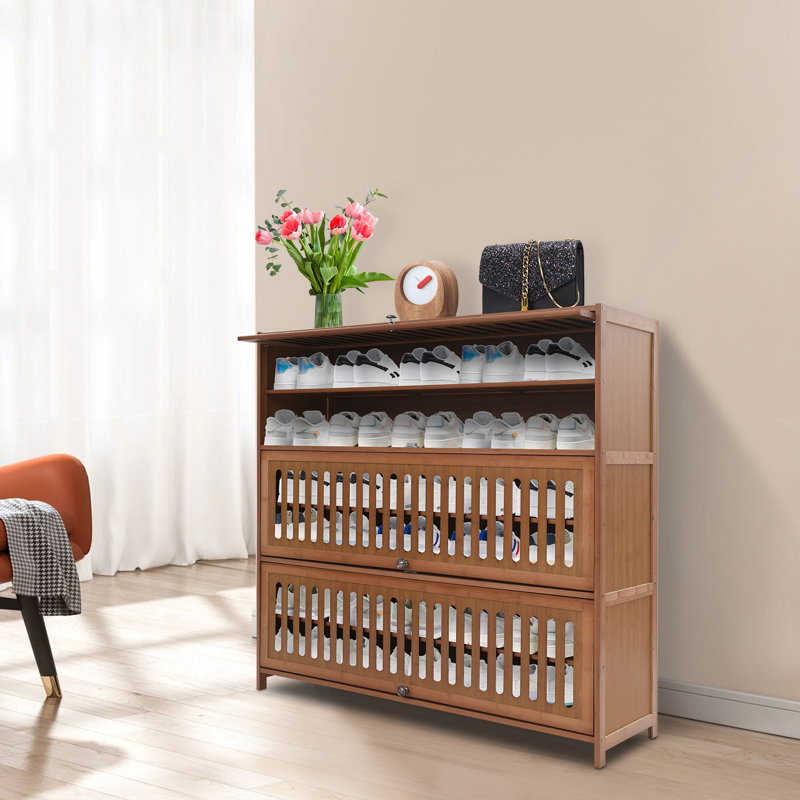 7-Tier Shoe Cabinet, Dark Brown Wood