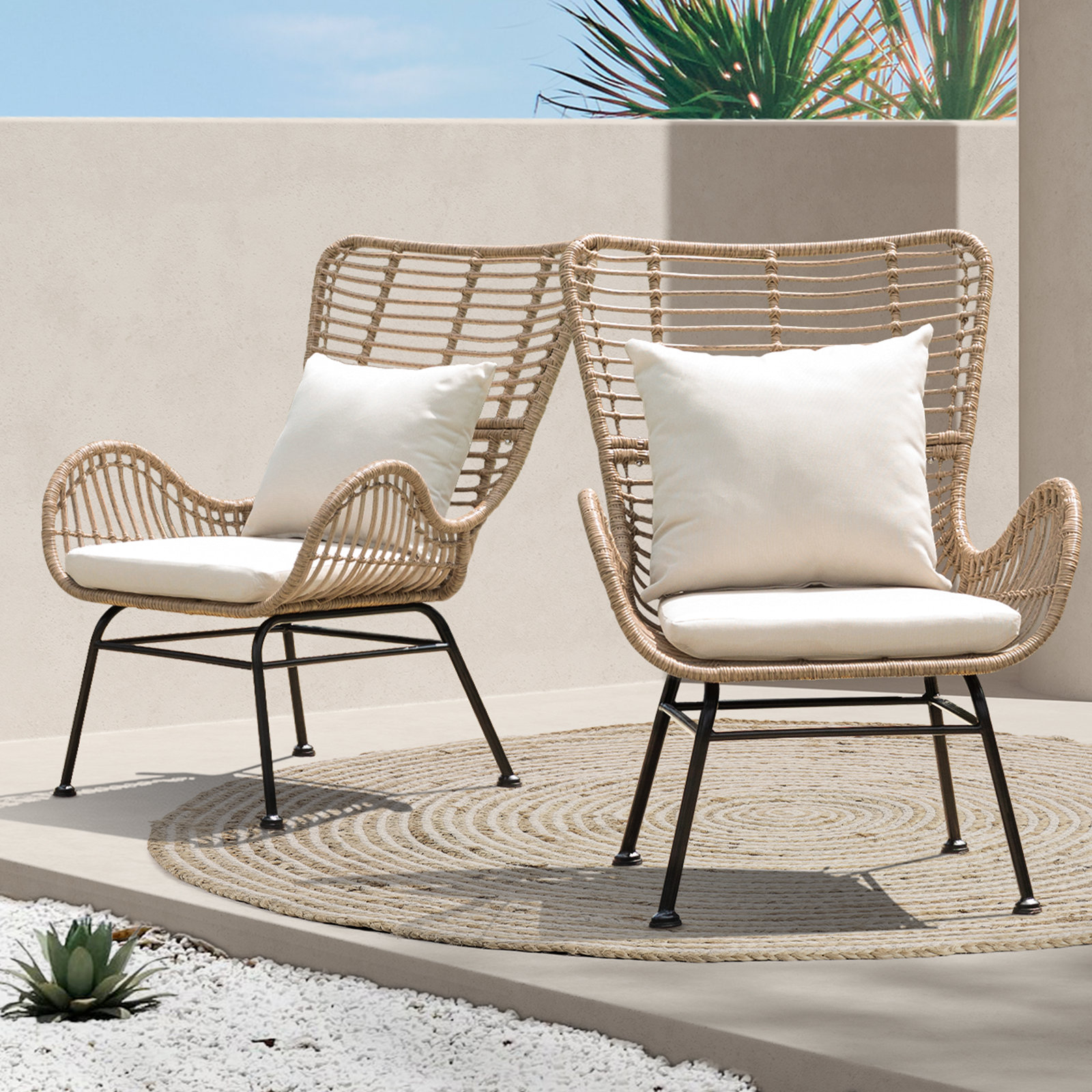 Bay Isle Home™ Isabelle Outdoor Lounge Chair with Cushion (Set of 2) & Reviews | Wayfair