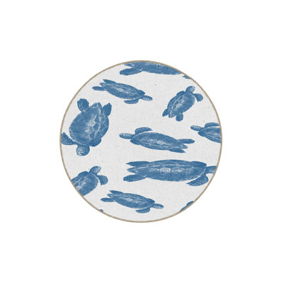 Tapis bleu tissé lavable à la machine
