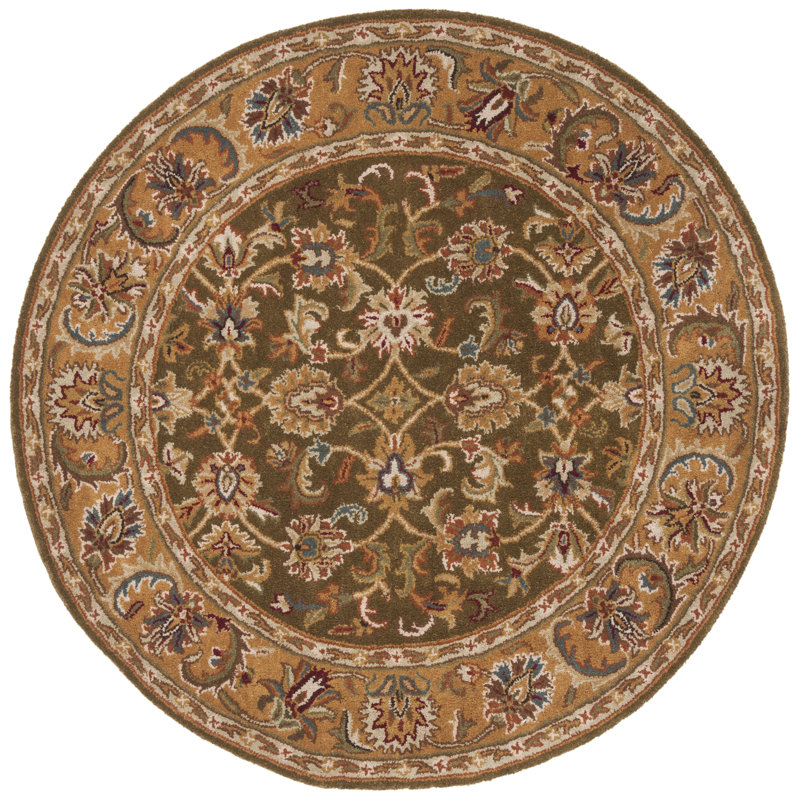 Mcauliffe Classic Hand Tufted Wool Oriental Rug, Round 5'