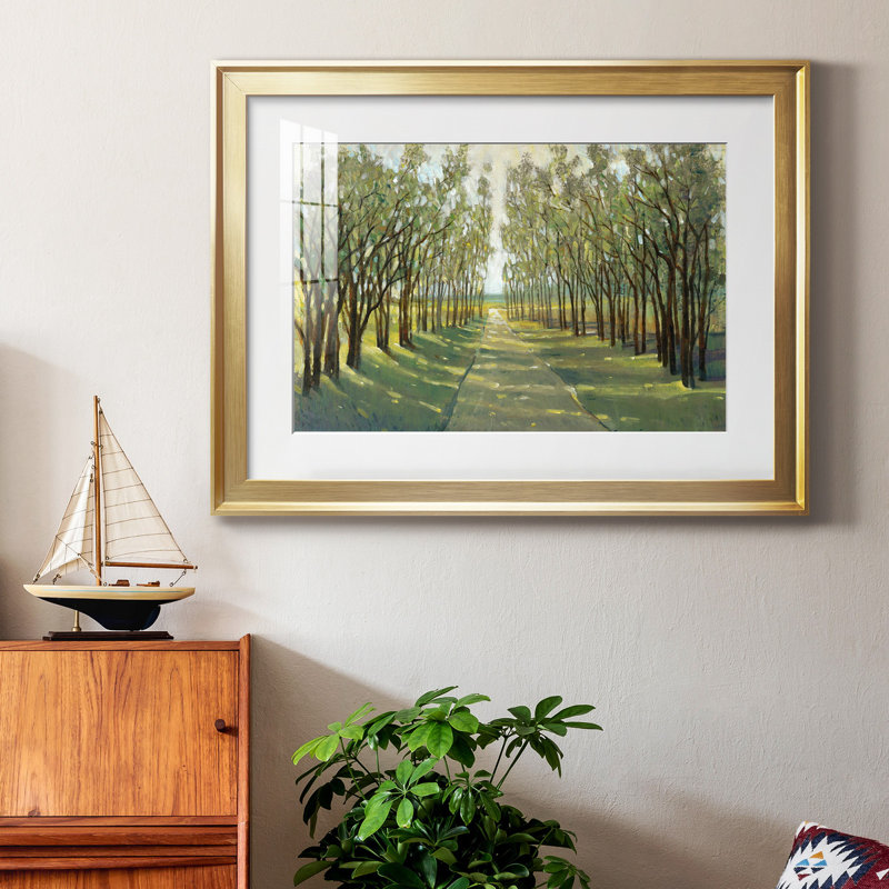 " Forest Path " Painting Print, Gold, 22.5" H x 30.5" W x 1" D, White