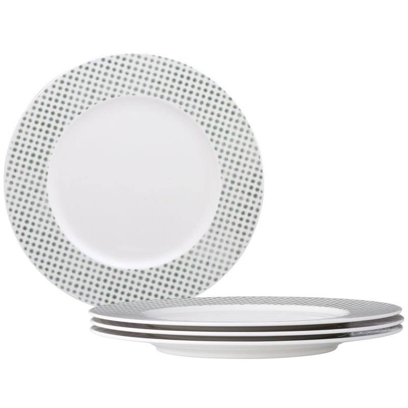 Assiettes plates à rebord hamac Noritake - pois, 11 po, Vert