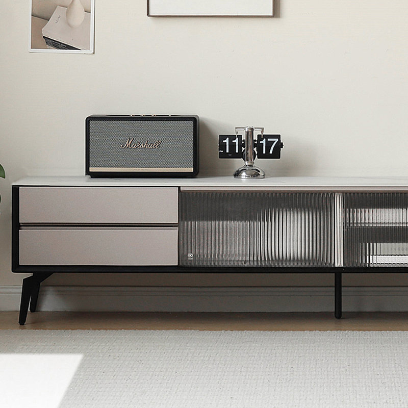 Meuble télé italien de luxe minimaliste et léger, H 17,4 po x l 94,49 po x P 15,91 po