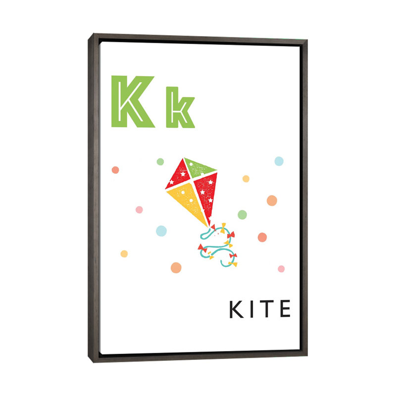 Alphabet Flash Cardes K - impression d'art graphique, H 60 po x l 40po x P 1,5 po, Toile avec cadre gris, Pas de tapis