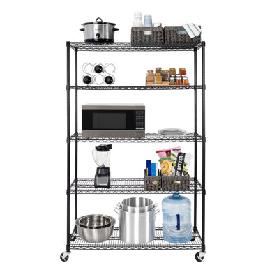 Durable 5-Tier NSF-Certified Steel Shelving with Wheels