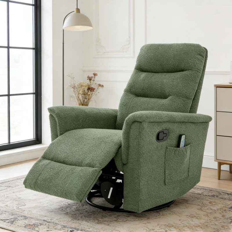 Manual Recliner Chair Rocking and Swivel Recliner Nursery Rocking Recliner Massage Recliner with 8-Point Massage Function and Adjustable Backrest