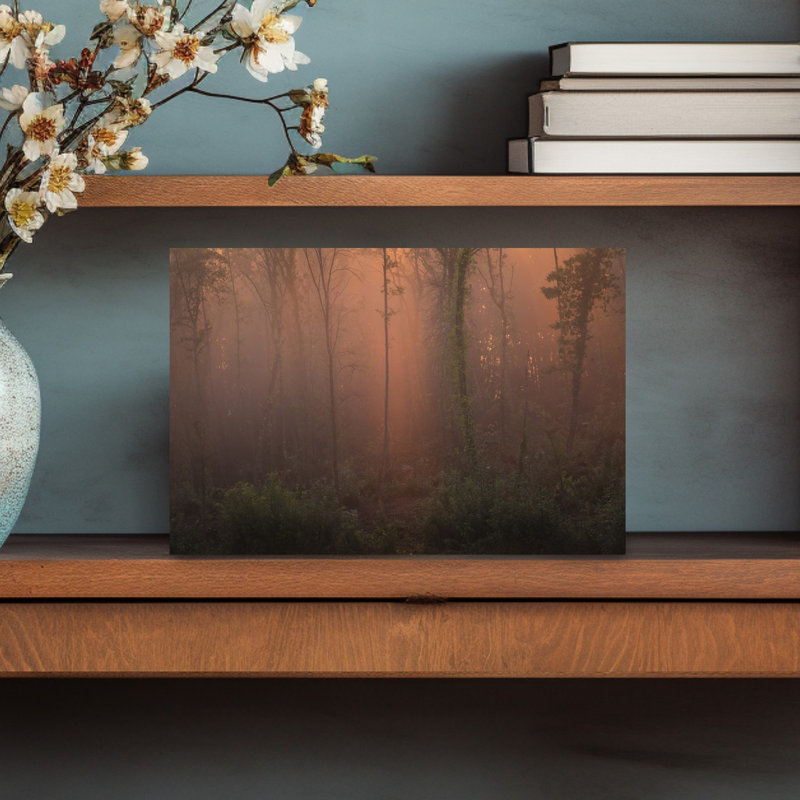 Misty Forest Dawn Dreamy Ethereal Peaceful Forest Landscape Wall Art Print 1 Piece Wrapped Canvas Wall Art