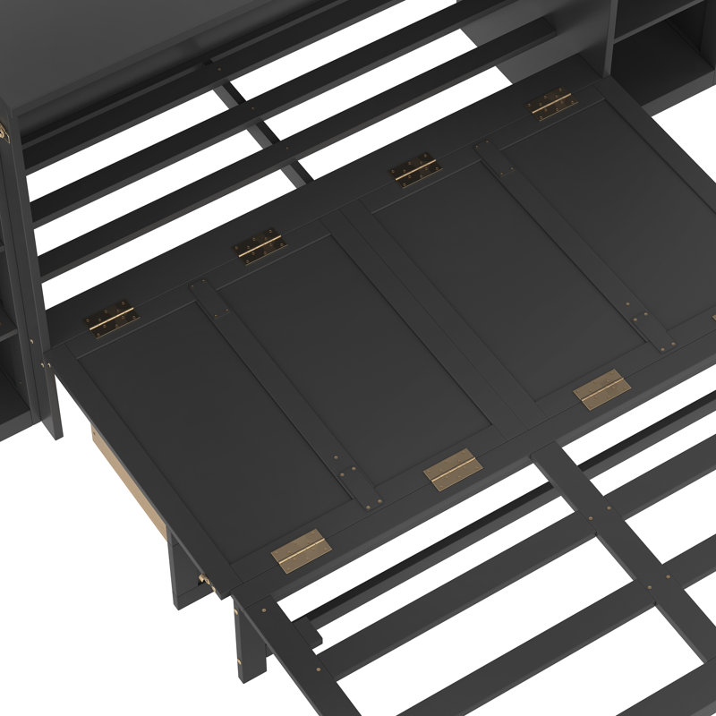 Space-Saving Full Murphy Bed With Storage, Dark Gray