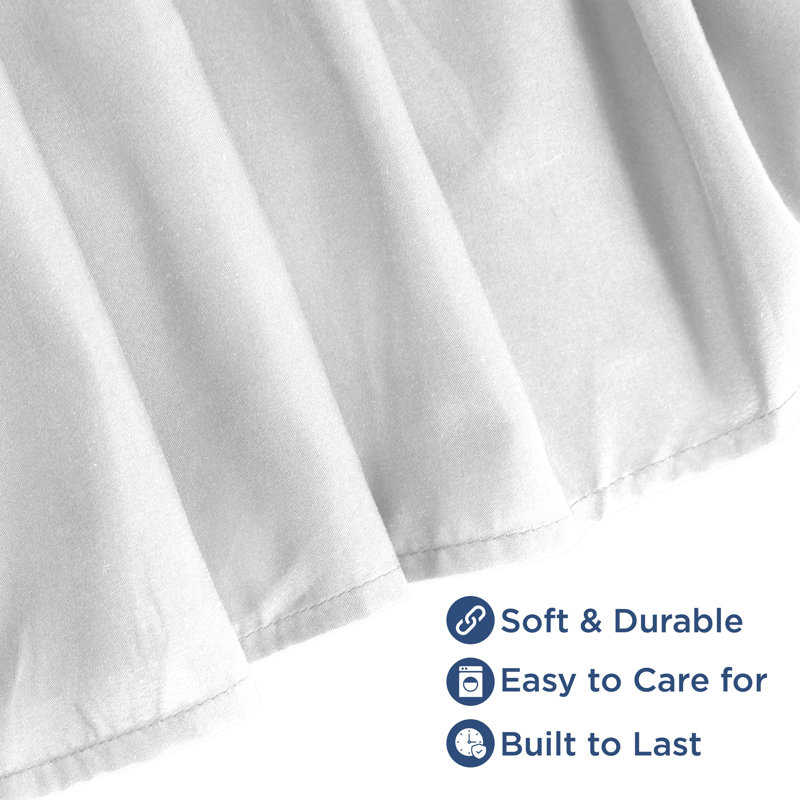 King Size White Cotton Polyester Ruffled Bed Skirt