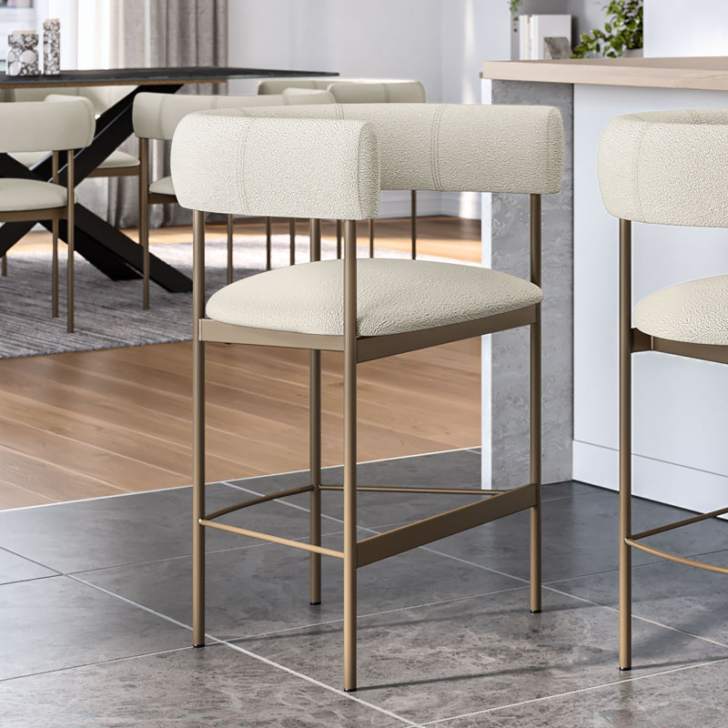 Tabouret de bar et de comptoir Everly Quinn Nakash, Bronze, Tabourets de bar (siège d'une hauteur de 30,75 po, Crème