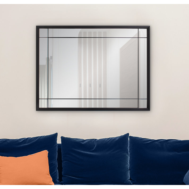 Miroir mural rectangulaire en métal, Noir mat, H 40 po x l 30 po