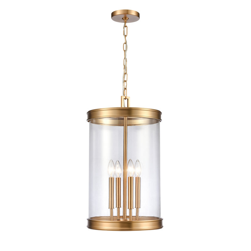 Luminaire suspendu 4 lumières de 12,75 po de large Mendoza - nickel poli, H 22,75 po x l 12,75 po x P 12,75 po, Nickel