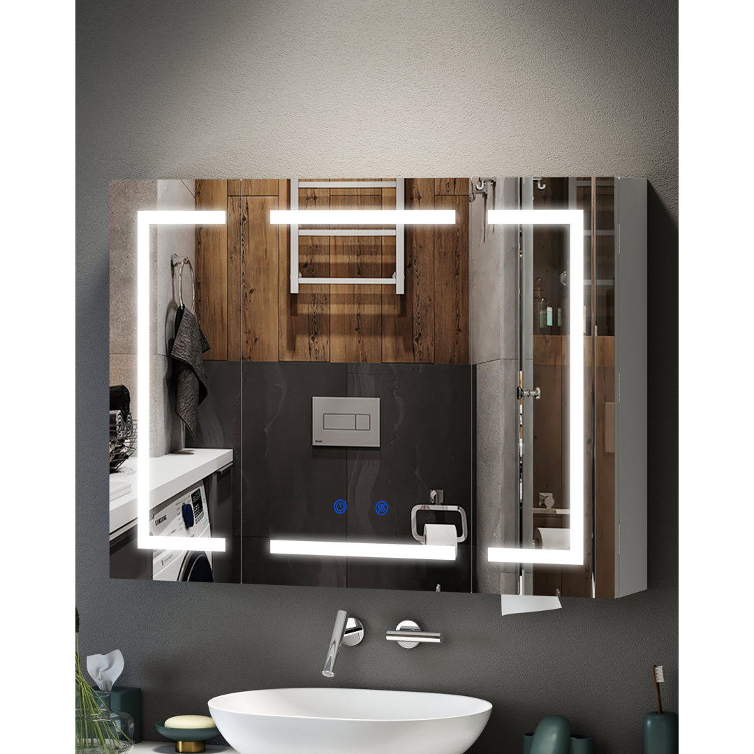 50mm W 70mm H Wall Mounted Required Medicine Cabinet Mirror 4 Adjustable