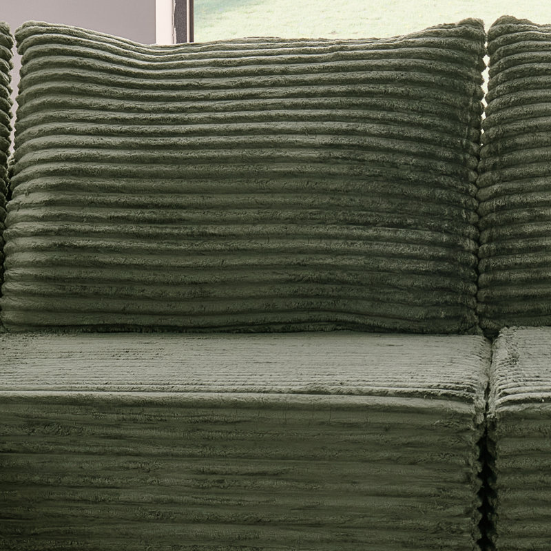 Canapé modulaire rembourré 4 pièces Kapellen, Vert, Orienté à gauche (vu de face)
