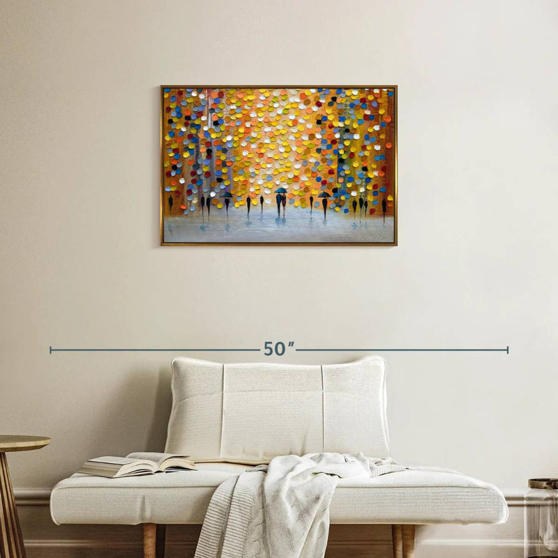 Belle pluie, Cadre flottant doré, 31 po x 21 po