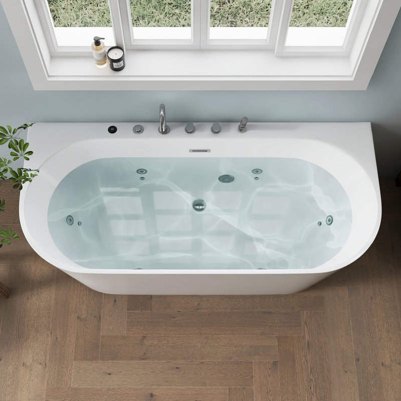 Baignoire de trempage autoportante en acrylique 63 po avec robinet 63 po