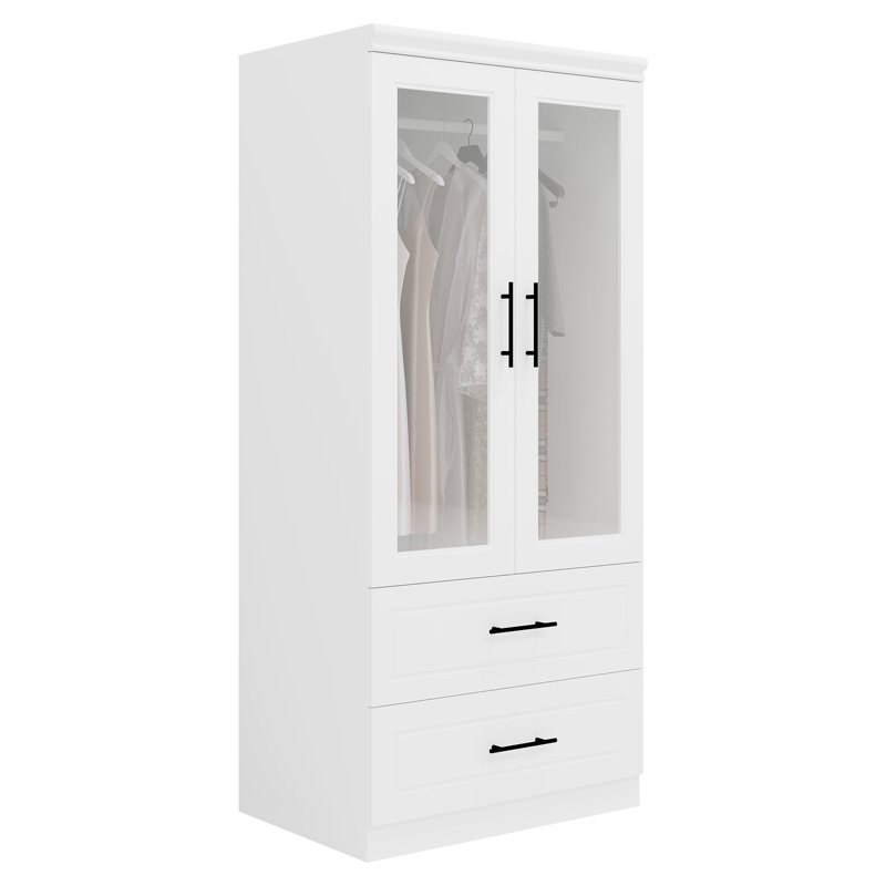 Armoire-penderie autoportante avec 2 tiroirs