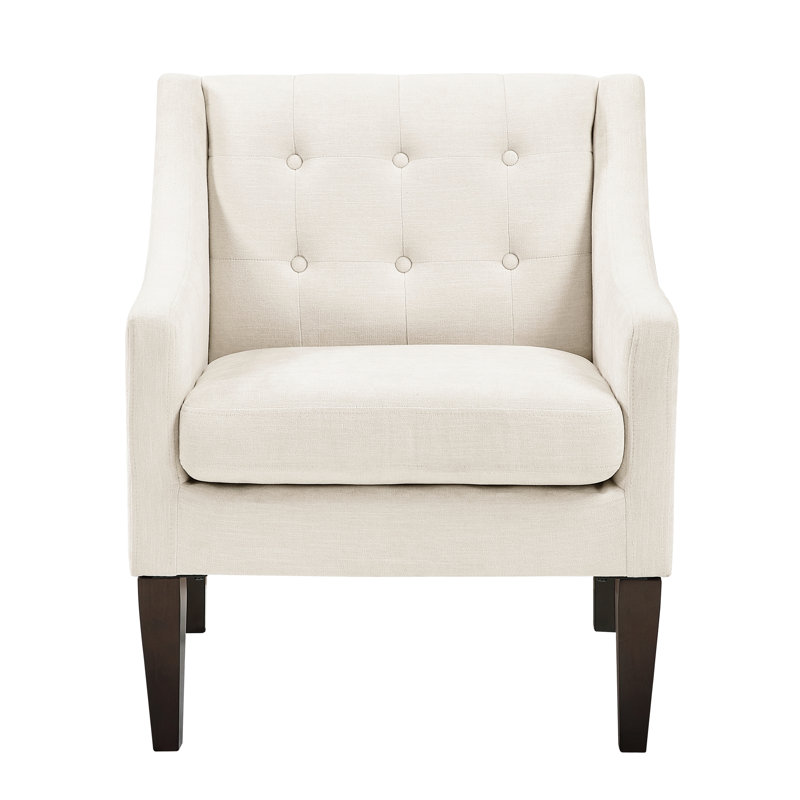 Chaise de jardin boutonnée beige: fabrication en contreplaqué, chaise d'appoint rembourrée en mousse haute beige: structure, housse de coussin de siège amovible, tissu texturé
