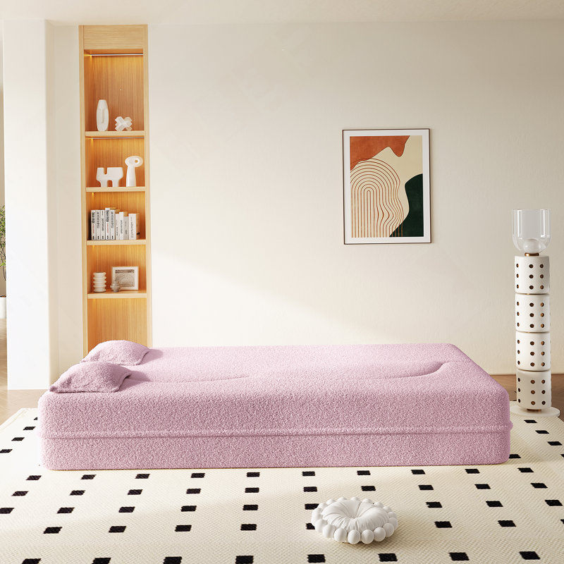 Canapé-lit convertible pour lit simple avec 2 coussins, canapé-lit en tissu rembourré de mousse pour le salon, la chambre d'amis ou la salle de jeux, aucun assemblage requis.