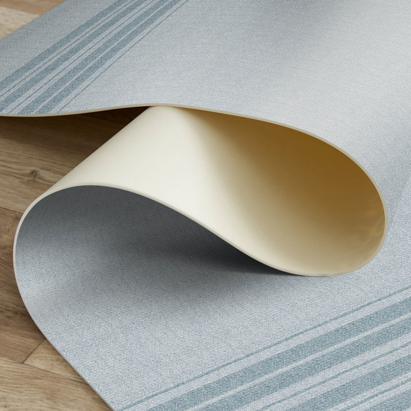 Templo Blue Easy to Clean Vinyl Mat, Runner 2' x 8'
