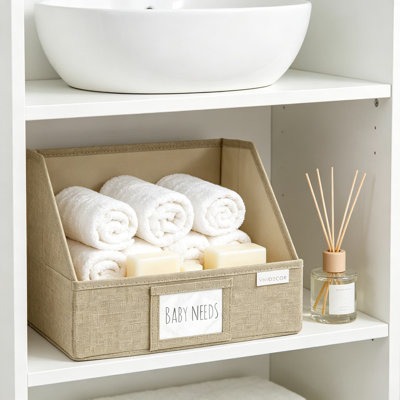 Cubes de rangement ouverts à l'avant 12 x 12 x 10 - Bacs de rangement trapézoïdaux pour placard, organisateur en tissu facile d'accès pour vêtements, serviettes, chandails, paquet de 3