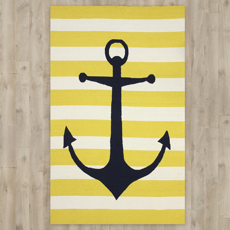 Tapis jaune / noir crocheté à la main Newport News, 5 pi x 8 pi
