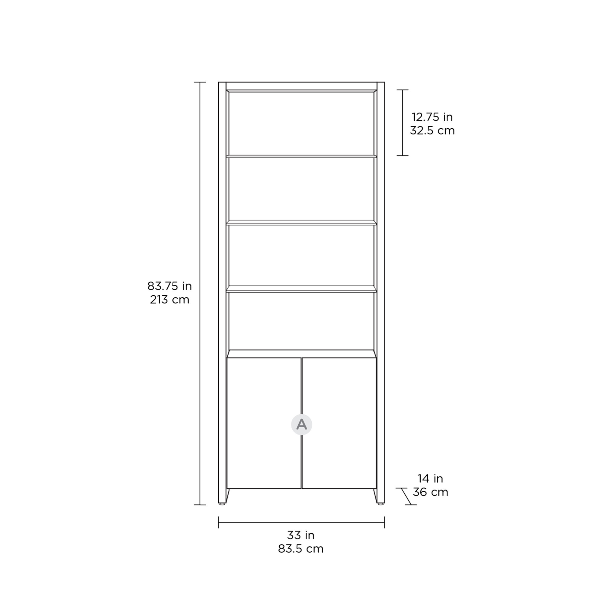 Linea™ Standard Bookcase, Charcoal Stained Ash