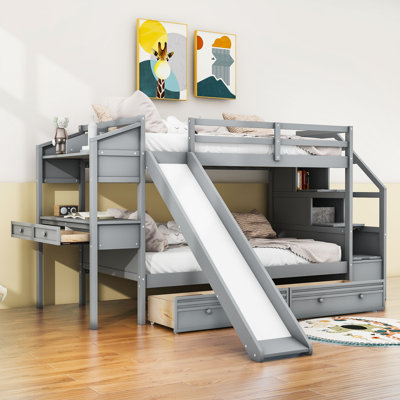Janayiah Twin over Twin 4 Drawer Standard Bunk Bed with Built-in-Desk by Harriet Bee by Harriet Bee
