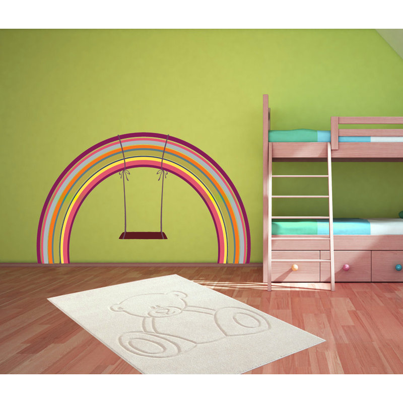 Adhésif décoratif arc-en-ciel pour enfants avec motif de balançoire - Autocollant mural coloré pour chambre de bébé et salle de jeux GD520