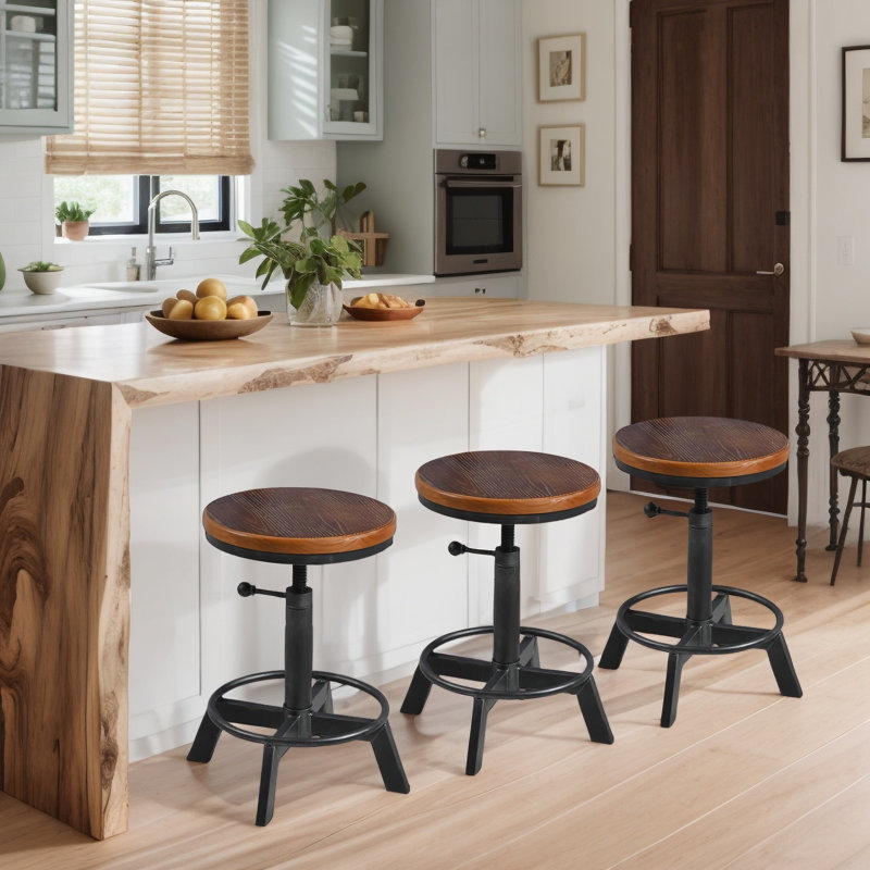 Grampian Swivel Adjustable Height Counter Stool with Metal Frame