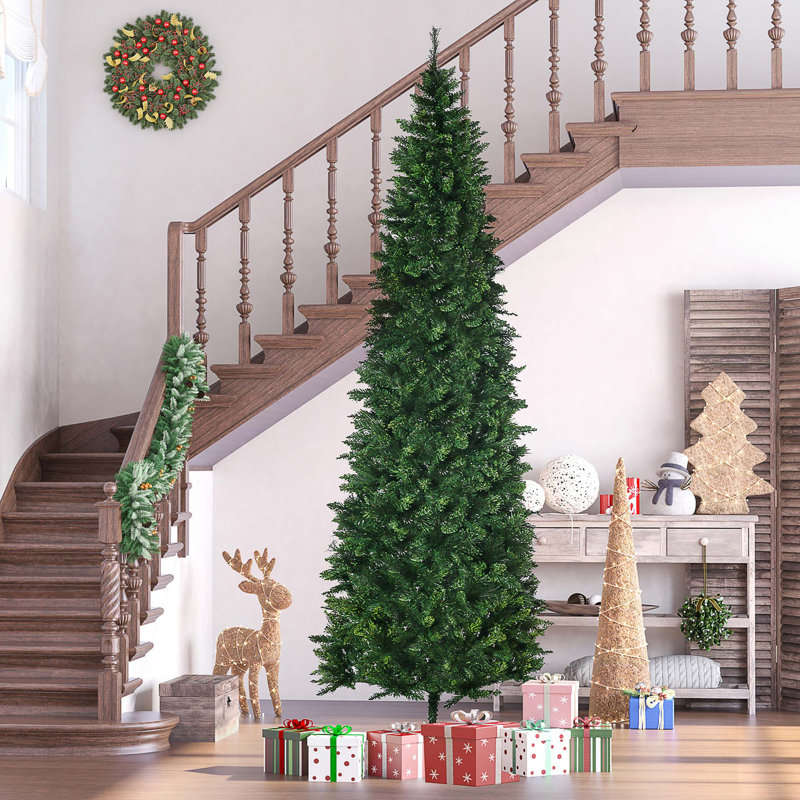 Arbre de Noël 9 pi avec 998 branches, ouverture automatique, base en acier, aiguilles de pin