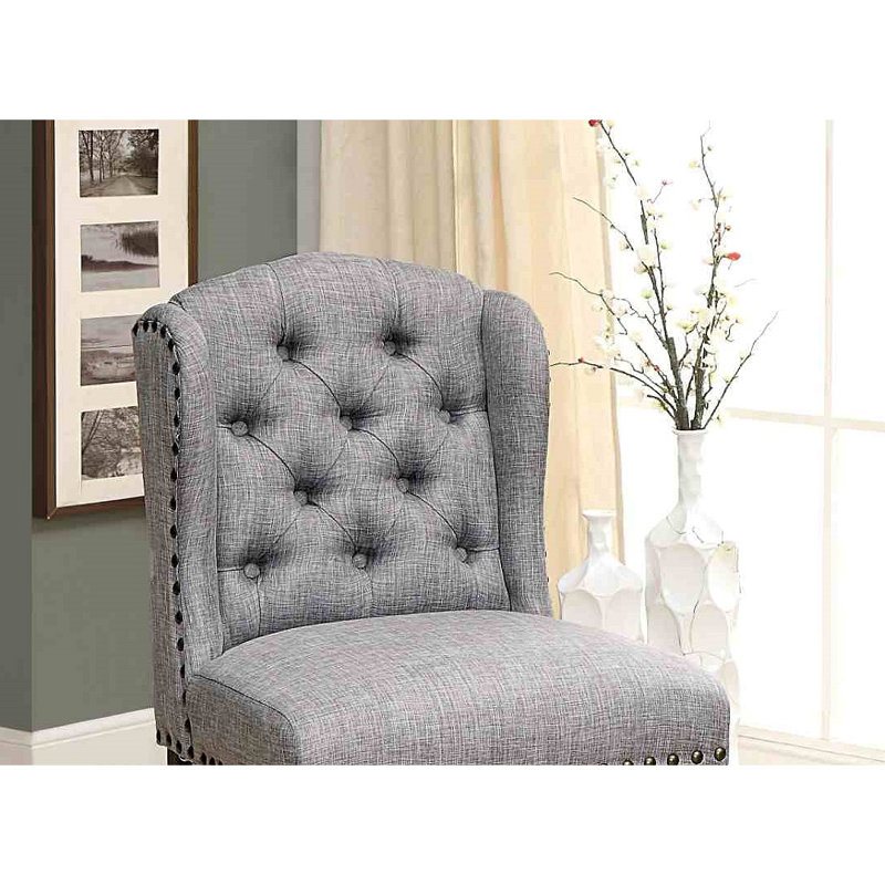 Chaise de salle à manger à hauteur de comptoir de style rustique, Gris clair